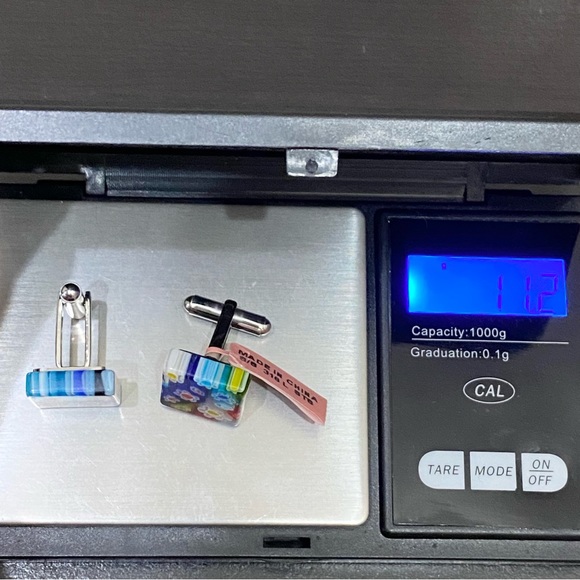 Multicolored Millefiori Fused Murano Glass Stainless Steel Cufflinks - Picture 11 of 11